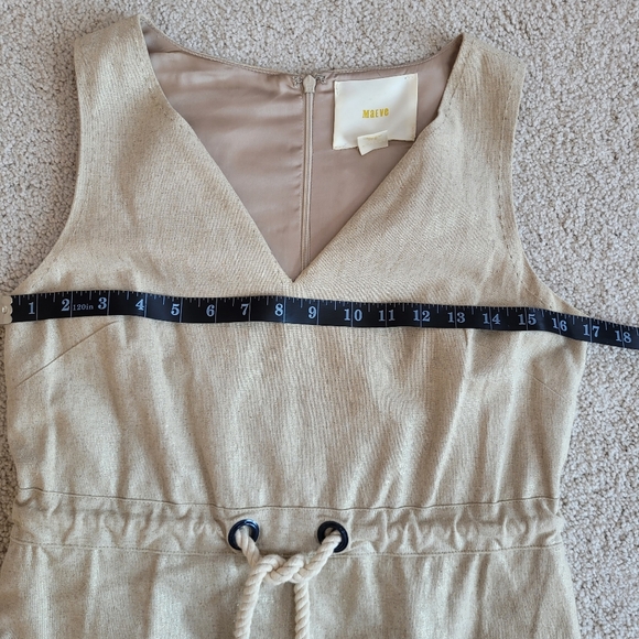 Maeve Anthropologie Linen Blend Flaxen Dress Sleeveless Rope Waist Beige Sz 0 - Picture 6 of 11